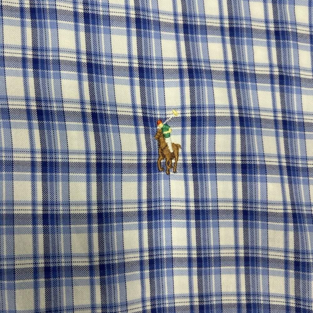 Polo Ralph Lauren Shirt Mens 3XB white blue plaid Oxford preppy long sleeve - Picture 8 of 11